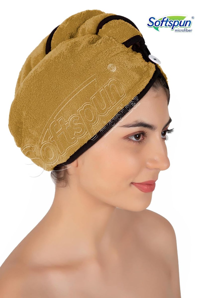 SOFTSPUN SOFTSPUN Microfiber Hair Cap 1 Pcs 70X25 cm Olive Green 280 GSM Super Absorbent Quick Dry Hair Turban for Drying All Kinds of Hair Straight or Curly Short or Long Thin or Thick Hair - Image 4