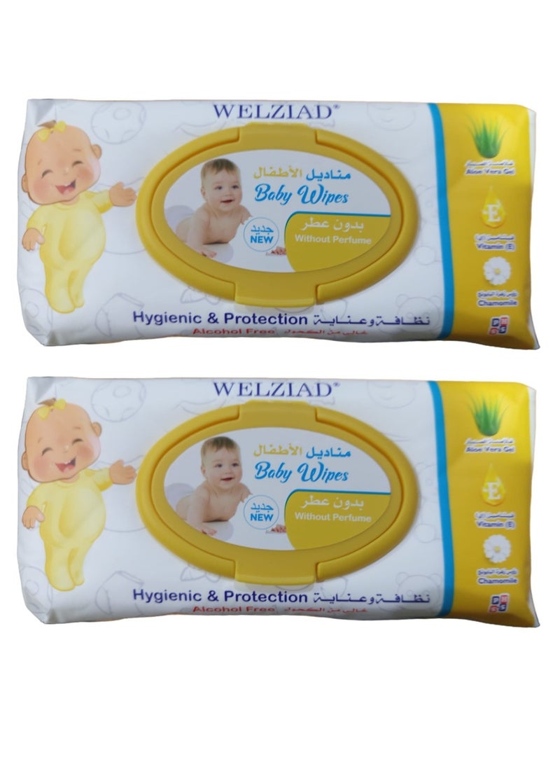 WELZIAD 2 Piececs of Baby Wipes Unscented 2* 80  Wipes - Image 1
