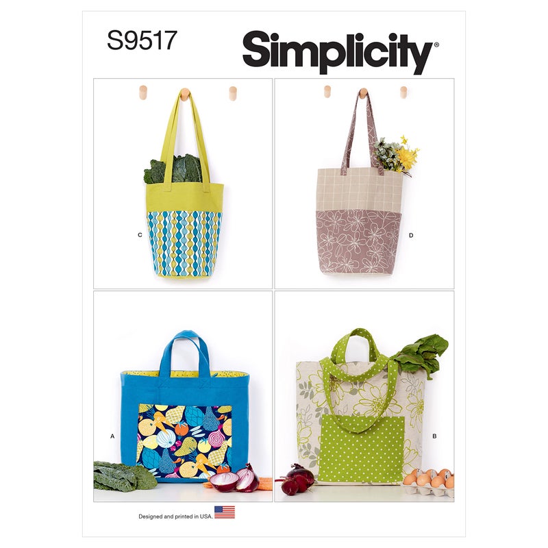 Simplicity SS9517OS Reusable Tote Bag Sewing Pattern Kit, Code S9517, One Size - Image 1