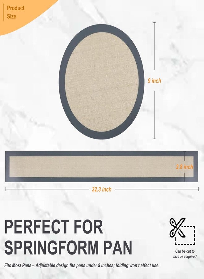 KITMAL Silicone Baking Mat for Springform Pan 9 Inch, 2 PCS Non-stick and Easy-clean Springform Protector, Prevent Cake from Sticking to Side and Bottom for Cheesecake Pan, included Silicone Storage Band - Image 2