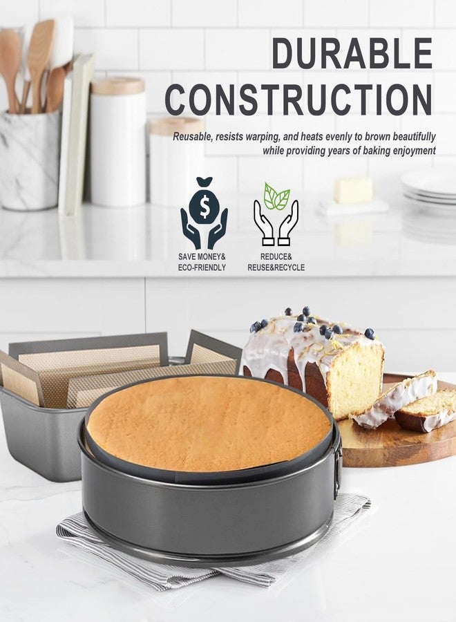 KITMAL Silicone Baking Mat for Springform Pan 9 Inch, 2 PCS Non-stick and Easy-clean Springform Protector, Prevent Cake from Sticking to Side and Bottom for Cheesecake Pan, included Silicone Storage Band - Image 4