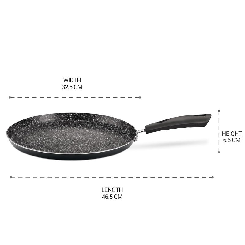Milton Procook Granito Omni Dosa Tawa with 5 Layers NonStick Coating 32 cm Gas Induction Compatible 2 Years Warranty Black