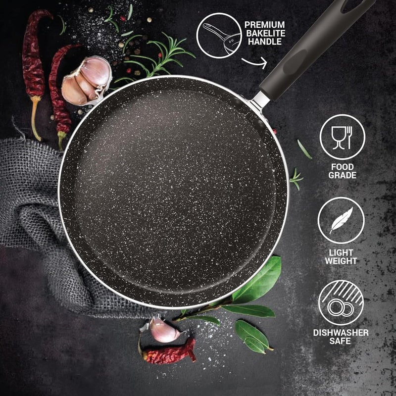 Milton Procook Granito Omni Dosa Tawa with 5 Layers NonStick Coating 32 cm Gas Induction Compatible 2 Years Warranty Black