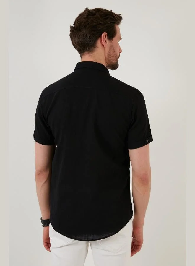 Buratti  Buratti Button-Down Collar Cotton Slim Fit Shirt with Pockets Men's SHIRT CF21S111153 for Men | Best Price UAE