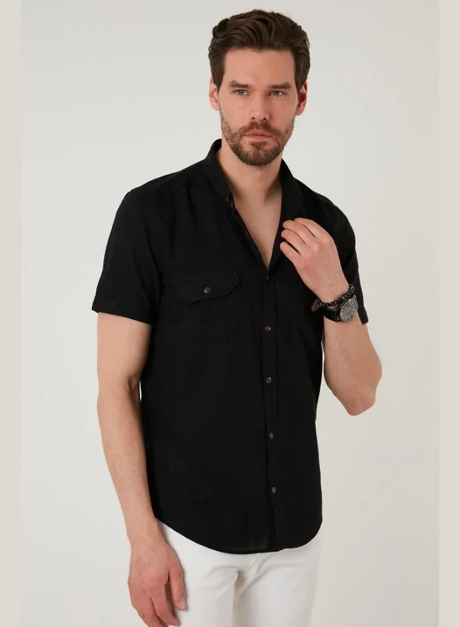 Buratti  Buratti Button-Down Collar Cotton Slim Fit Shirt with Pockets Men's SHIRT CF21S111153 for Men | Best Price UAE