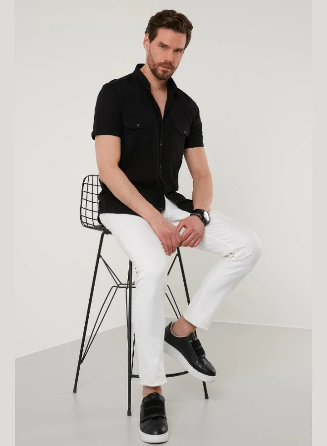 Buratti  Buratti Button-Down Collar Cotton Slim Fit Shirt with Pockets Men's SHIRT CF21S111153 for Men | Best Price UAE