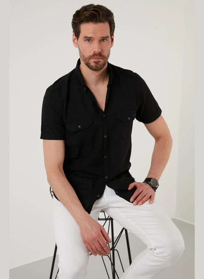 Buratti  Buratti Button-Down Collar Cotton Slim Fit Shirt with Pockets Men's SHIRT CF21S111153 for Men | Best Price UAE