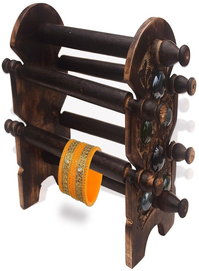 Pure Source India Handmade & Stylish Wooden Bangle Stand for Women/Chudi Holder With 6 ROD Table Decor |Special Gifts for Women | Birthday | Anniversary (32 CM NATURAL) - Image 1