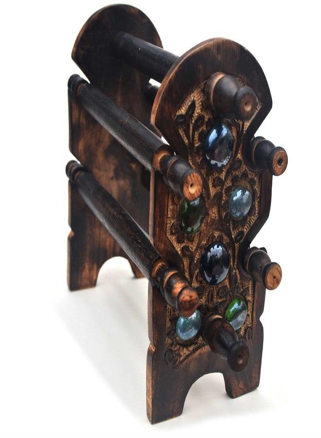 Pure Source India Handmade & Stylish Wooden Bangle Stand for Women/Chudi Holder With 6 ROD Table Decor |Special Gifts for Women | Birthday | Anniversary (32 CM NATURAL) - Image 2