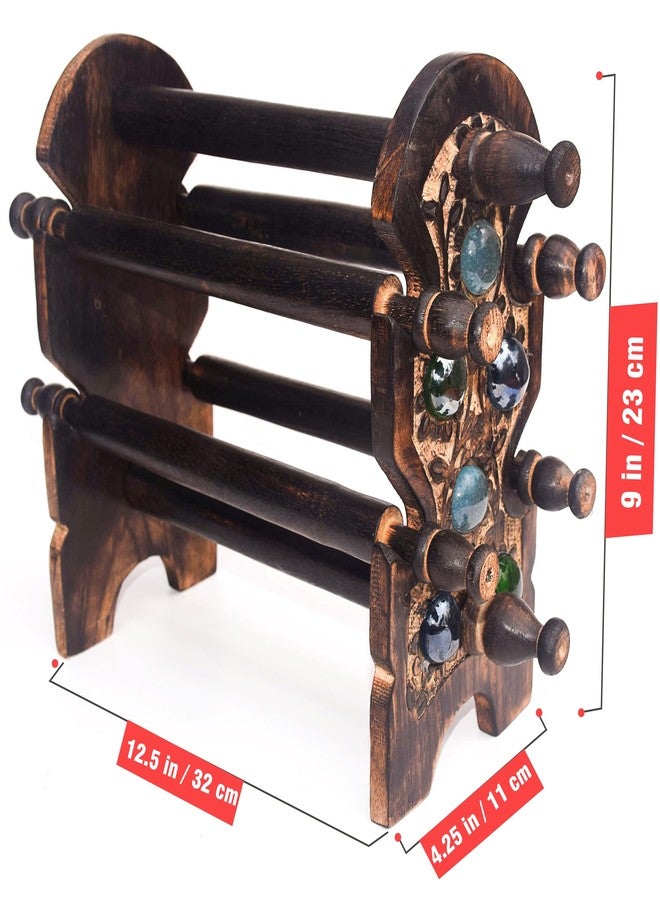 Pure Source India Handmade & Stylish Wooden Bangle Stand for Women/Chudi Holder With 6 ROD Table Decor |Special Gifts for Women | Birthday | Anniversary (32 CM NATURAL) - Image 5