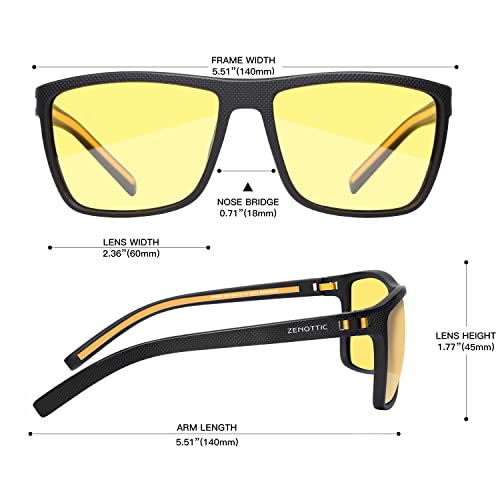 ZENOTTIC Night Vision Glasses for Men Lightweight TR90 Frame UV400 Protection Yellow Lens Night Driving Glasses - Image 3
