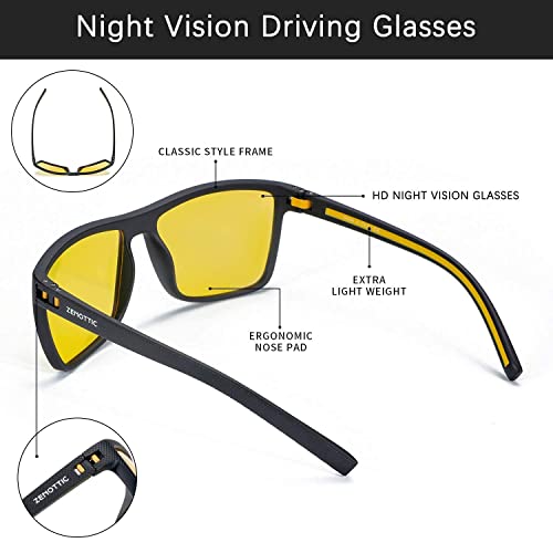 ZENOTTIC Night Vision Glasses for Men Lightweight TR90 Frame UV400 Protection Yellow Lens Night Driving Glasses - Image 5