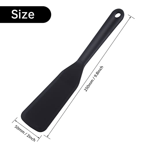 Ecerangus 2 Pack Silicone Thin Omelet Turner, Heat Resistant Crepe Spatula for Nonstick Cookware, Pancake Spatula for Egg Cake Pizza Steak Omelet Crepes (Black) - Image 3