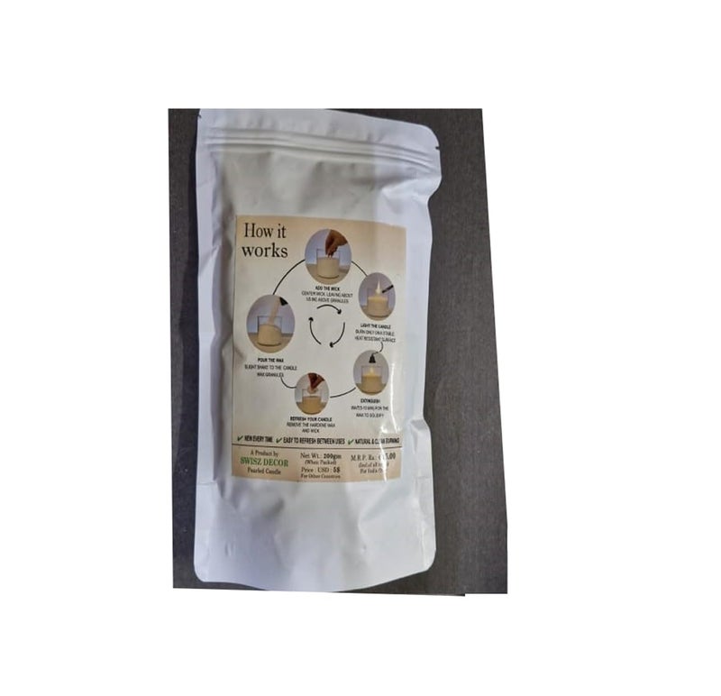 brown leaf New Magic Wax Candle Sand Unscented in White Just Pour Insert Wick and Light 200gm - Image 5