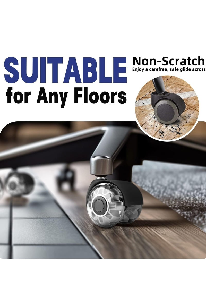 SOLARAE Office Chair Caster Wheels, Set of 5, 2 in Double casters, Twin Ball Bearing Replacement Computer Desk Chair Wheel, Heavy Duty Rubber Caster Smooth Quiet Rolling Safe Protection for All Floors - Image 2