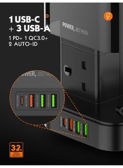 CELIBERY 3 in 1 Power Extension Cord With Wireless Charger, And Cable Management Box with lock,4 USB Ports (30W 1* PD,18W 1* QC3.0,2* USB-A), And 6 Outlets 2500W Power Socket for Home, Office And More  - Image 4