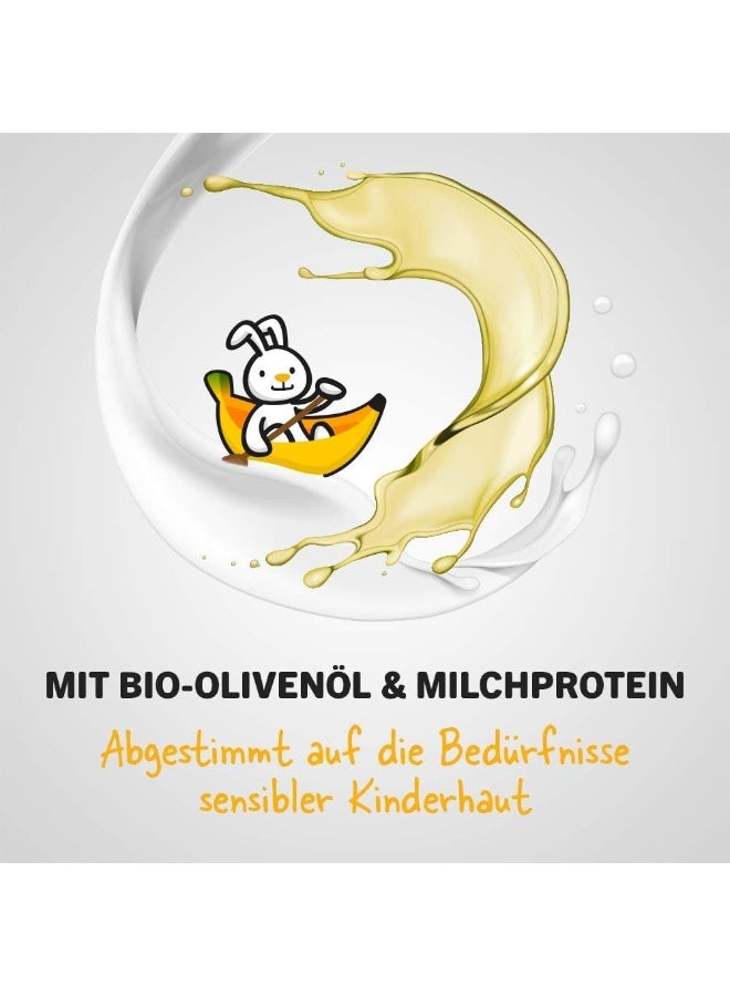 سانوسان شامبو وجل استحمام سانوسان  كيدز 2 في 1 - برائحة الموز المرحة - بزيت الزيتون العضوي وبروتين الحليب - تركيبة لا تسبب الدموع - Image 4