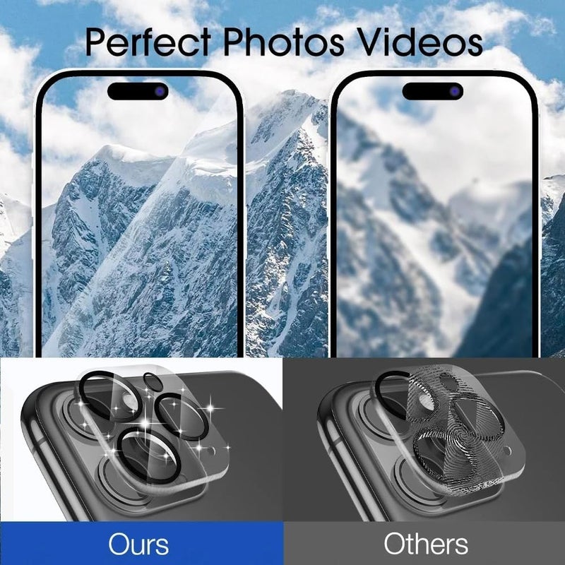 WonReza Back Camera Glass Protector for iPhone 16 Pro | iPhone 16 Pro Max 5G [3D Premium] Camera Lens Protector Guard (Black) - Image 4