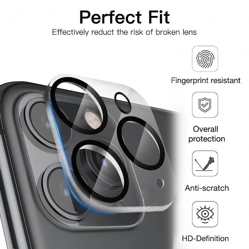 WonReza Back Camera Glass Protector for iPhone 16 Pro | iPhone 16 Pro Max 5G [3D Premium] Camera Lens Protector Guard (Black) - Image 2