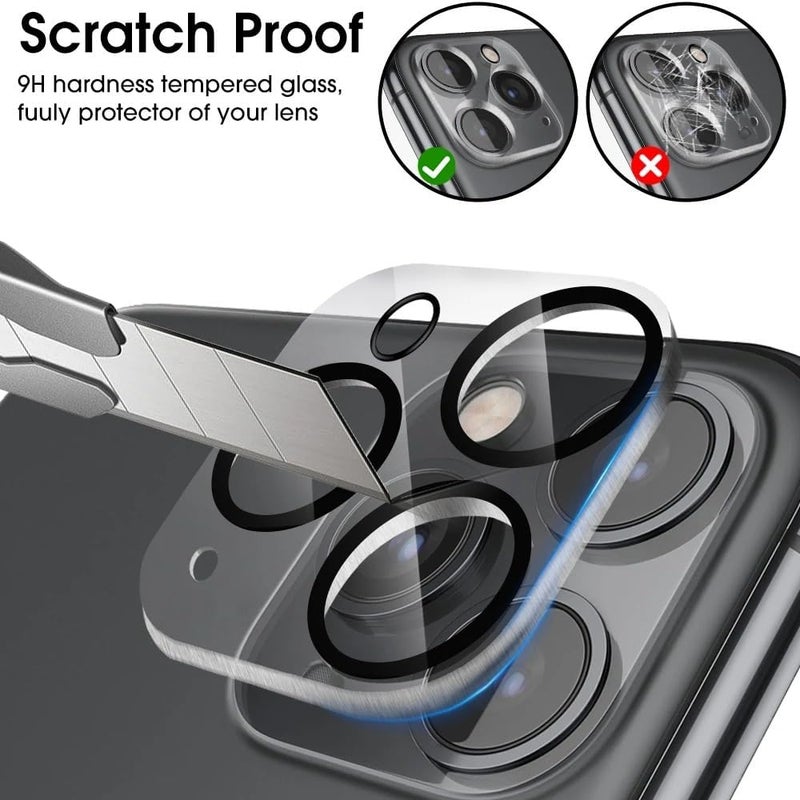 WonReza Back Camera Glass Protector for iPhone 16 Pro | iPhone 16 Pro Max 5G [3D Premium] Camera Lens Protector Guard (Black) - Image 3