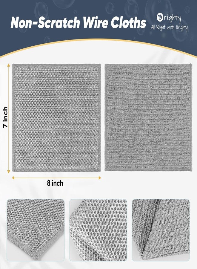 Orighty Multipurpose Wire Dishwashing Rag 12 Pcs, Upgraded Double-Layer Non-Scratch Wire Dish Cleaning Cloths, Reusable Steel Scrubber for Kitchen, Powerful Dishcloth Rag for Cookware, Grey, 7"x8" - Image 2