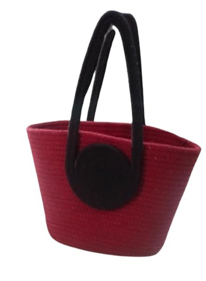 ROSSLYN Summer Women Bucket Bag Casual Woven Beach Handbag for Vacation - Maroon - Image 1