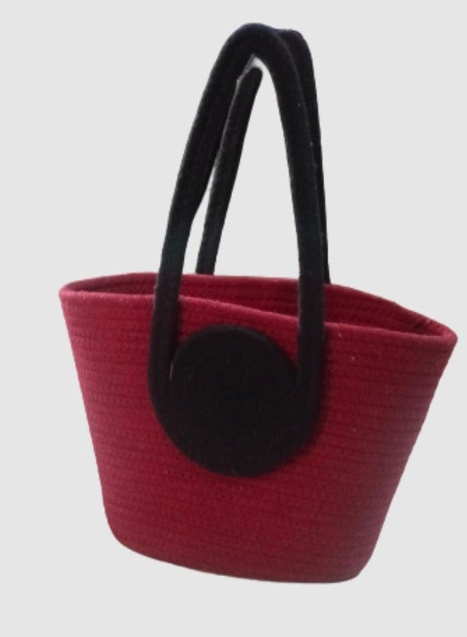 ROSSLYN Summer Women Bucket Bag Casual Woven Beach Handbag for Vacation - Maroon - Image 3
