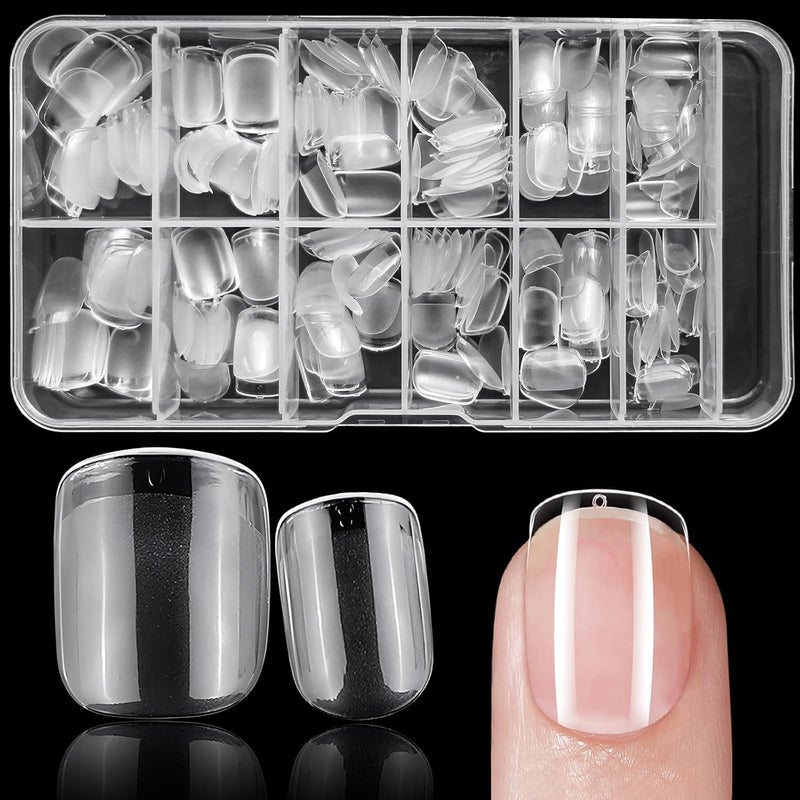 LifexTol 240pc Square Gel Nail Tips Short Fake Nails Clear Press on Nails Acrylic Nails Tips, 12 Size XS Full Cover Nail tips Square Soft Gel Nail Tips False Nails Extension Artificial Fingernail