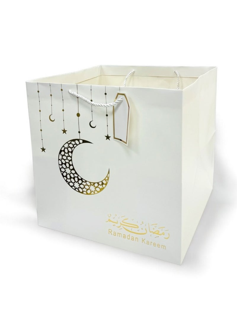Doodle Kiddo 6 Piece Ramadan Kareem Gift Bags White & Gold Square Shape - Image 1