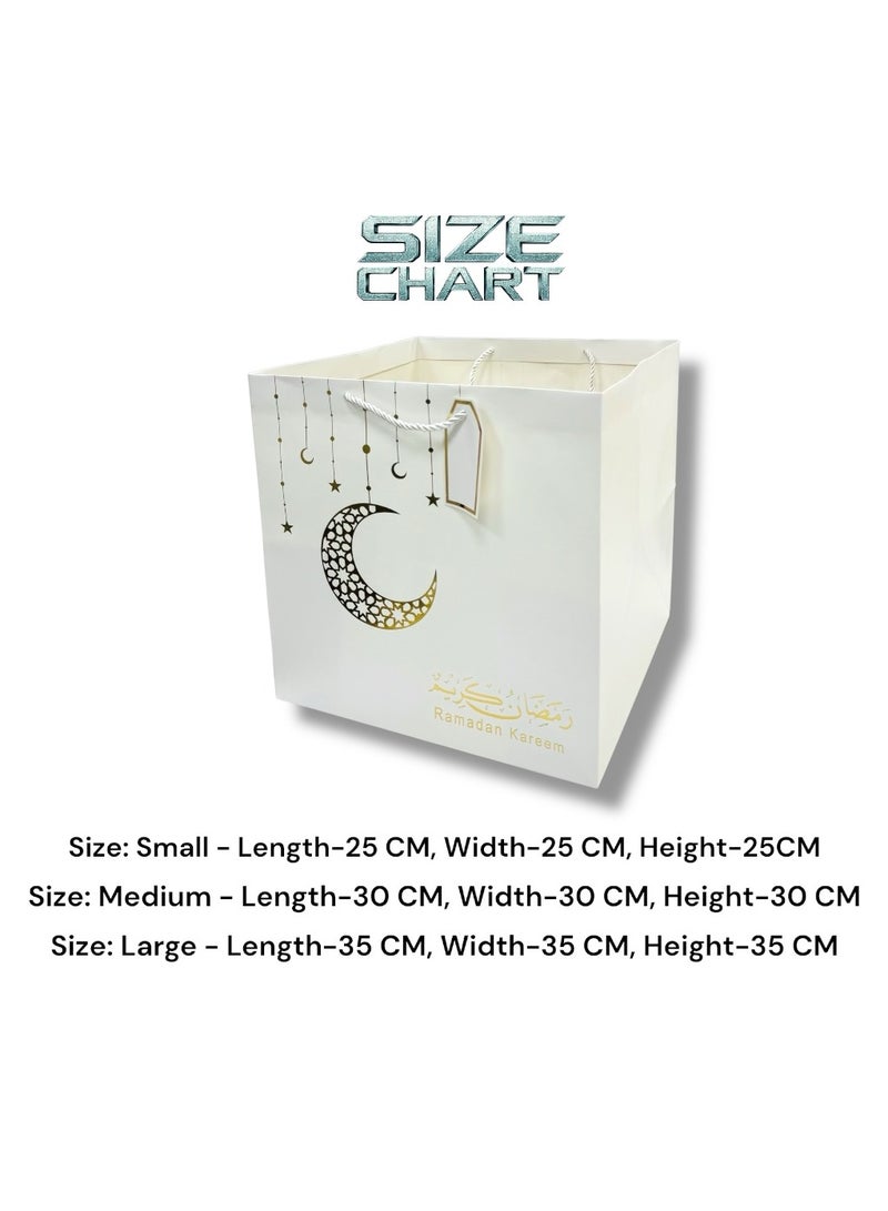 Doodle Kiddo 6 Piece Ramadan Kareem Gift Bags White & Gold Square Shape - Image 3