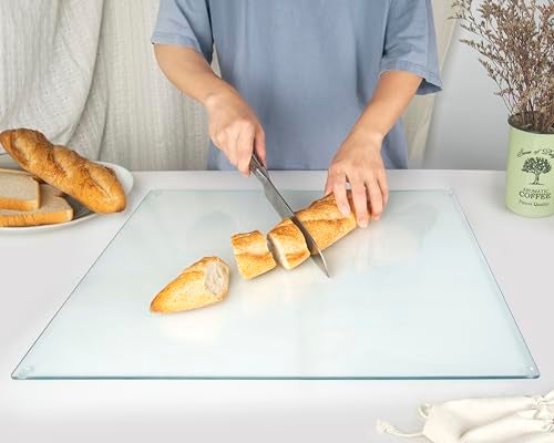 Kitchenville Glass Cutting Board 20”x16”: Tempered Glass Kitchen Counter Protector - Durable- Scratch-Resistant, Heat-Proof - Clear Design - Image 3