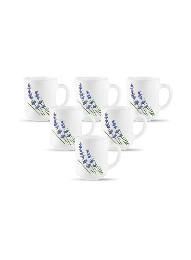 La Opala, Novo Collection Opal Glass Crockery | Coffee Mug Grace Medium, Set of 6 | English Lavender, 250 ml | for Tea & Coffee | Microwave Safe | 100% Vegetarian | Extra Strong | Super Light & White - Image 1