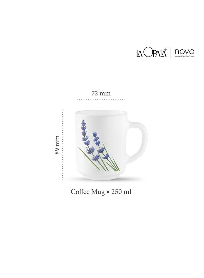 La Opala, Novo Collection Opal Glass Crockery | Coffee Mug Grace Medium, Set of 6 | English Lavender, 250 ml | for Tea & Coffee | Microwave Safe | 100% Vegetarian | Extra Strong | Super Light & White - Image 2
