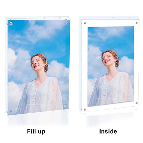 JUOIFIP Acrylic Photo Frame 5x7-3 Pack Clear Double Sided Magnetic Picture Frameless Desktop Display with Photo Frame Support Stand Best Gift for Family, Baby, Document Photo Frames- Free Soft Microfiber - Image 2