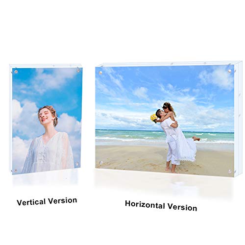 JUOIFIP Acrylic Photo Frame 5x7-3 Pack Clear Double Sided Magnetic Picture Frameless Desktop Display with Photo Frame Support Stand Best Gift for Family, Baby, Document Photo Frames- Free Soft Microfiber - Image 3