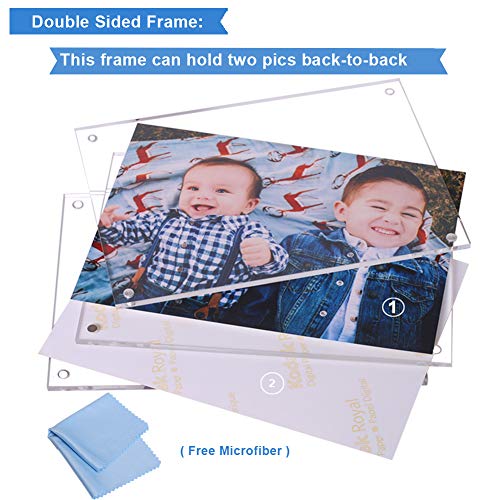 JUOIFIP Acrylic Photo Frame 5x7-3 Pack Clear Double Sided Magnetic Picture Frameless Desktop Display with Photo Frame Support Stand Best Gift for Family, Baby, Document Photo Frames- Free Soft Microfiber - Image 5