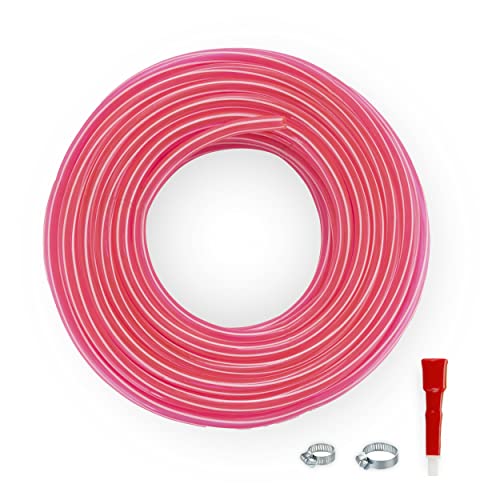 Garbnoire 20 Meter 0.5 Inch PVC Pink Striped Water Pipe|Lightweight,Durable&Flexible|Hose with Accessories Like Hose Connector&Clamps|Watering Garden,Cleaning,Outdoor-Indoor Use(20 Mtr(65.6 Feet) - Image 2