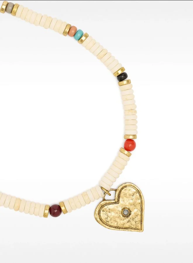 PARFOIS Short Necklace With Stones With Heart Pendant