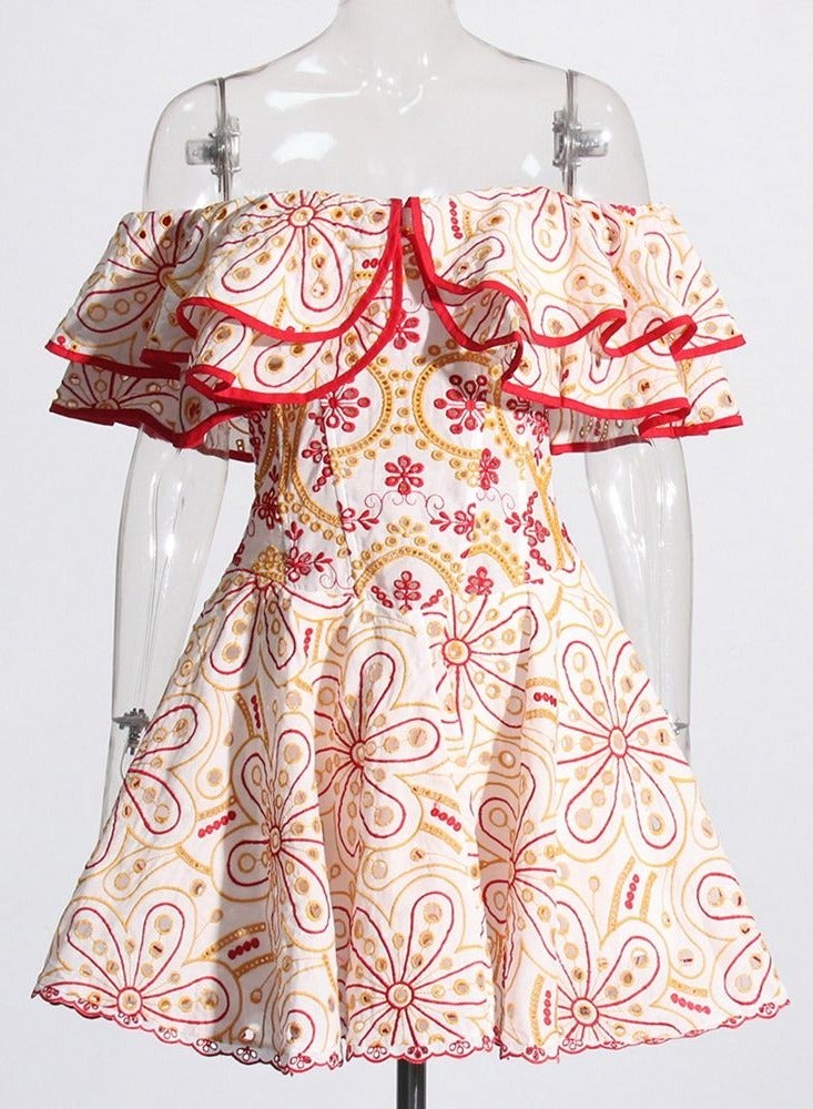 ZAGHOU Floral Embroidery Cut-Out Mini Dress - Image 5