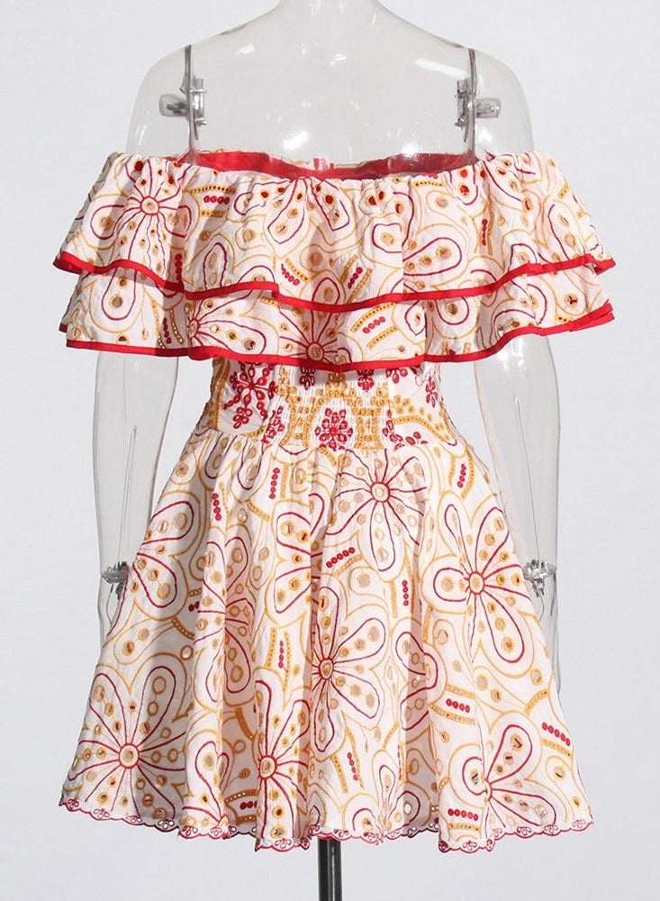 ZAGHOU Floral Embroidery Cut-Out Mini Dress - Image 4