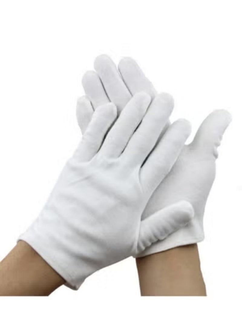Beauenty 12 Pairs White Cotton Gloves for Dry Hands Eczema SPA Moisturizing - Work Glove Liners for Serving Costume Inspection  - Image 1