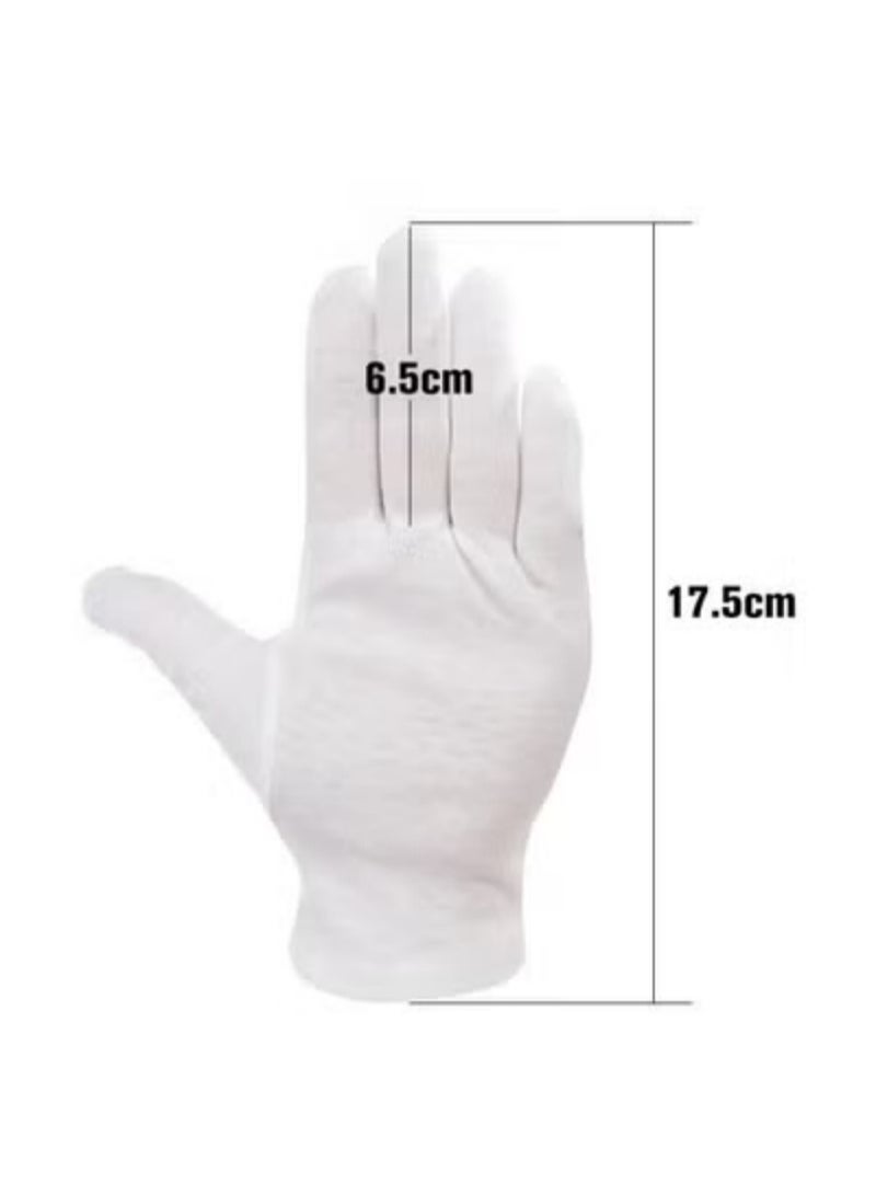 Beauenty 12 Pairs White Cotton Gloves for Dry Hands Eczema SPA Moisturizing - Work Glove Liners for Serving Costume Inspection  - Image 3