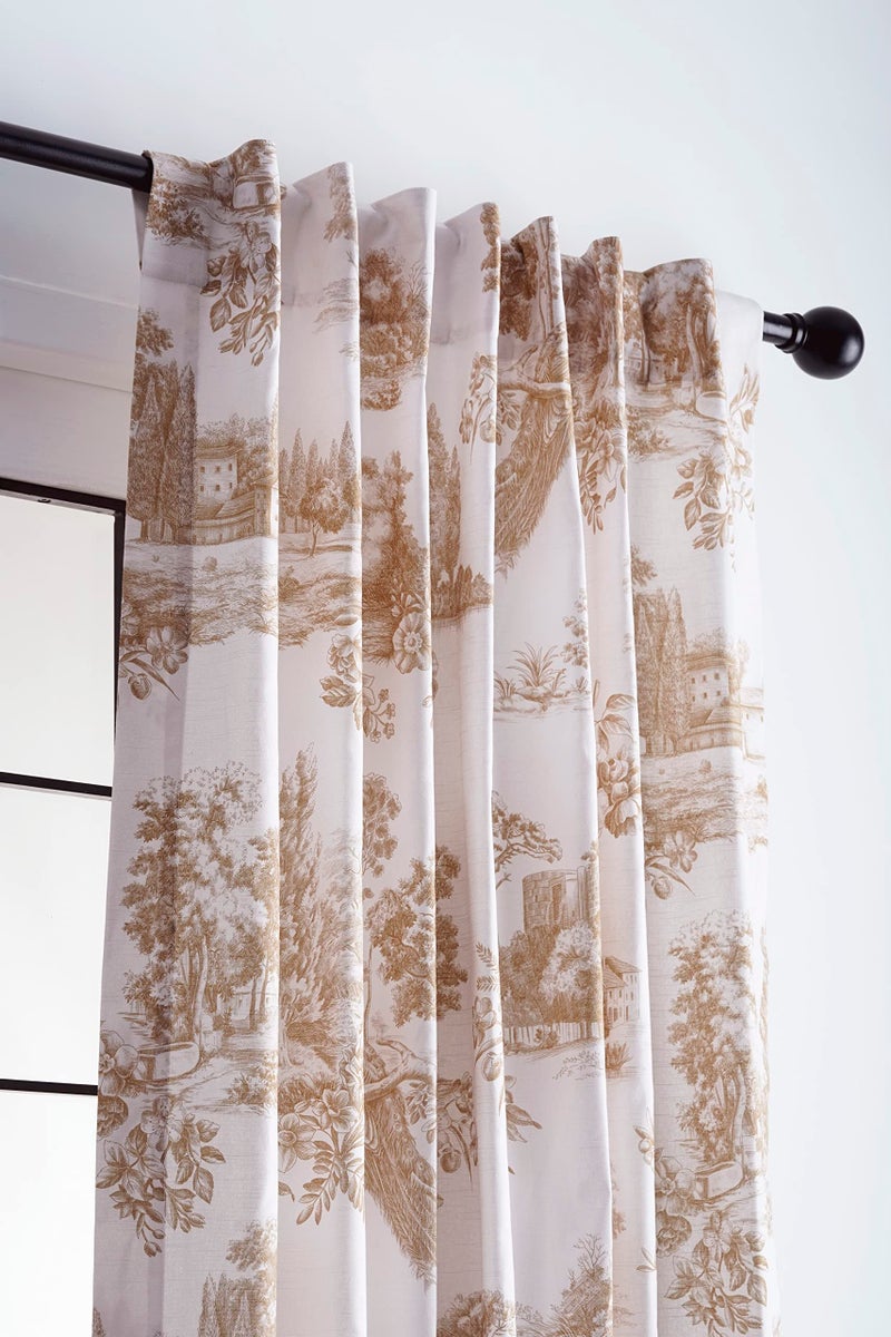 ميزون دي هيرمين Maison D 'Hermine 100 ٪ Starting Curtain Ramage Red اثنين من الستائر لوحات غرف المعيشة مكاتب غرف نوم مصممة مع جيب قضيب وحلقة سهلة التعليق 50 "x108" - Image 3