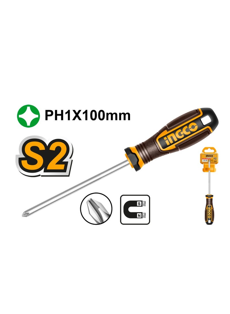إنجكو مفك براغي فيليبس من INGCO، PH1 × 100 مم - HSDPH1100 - Image 2