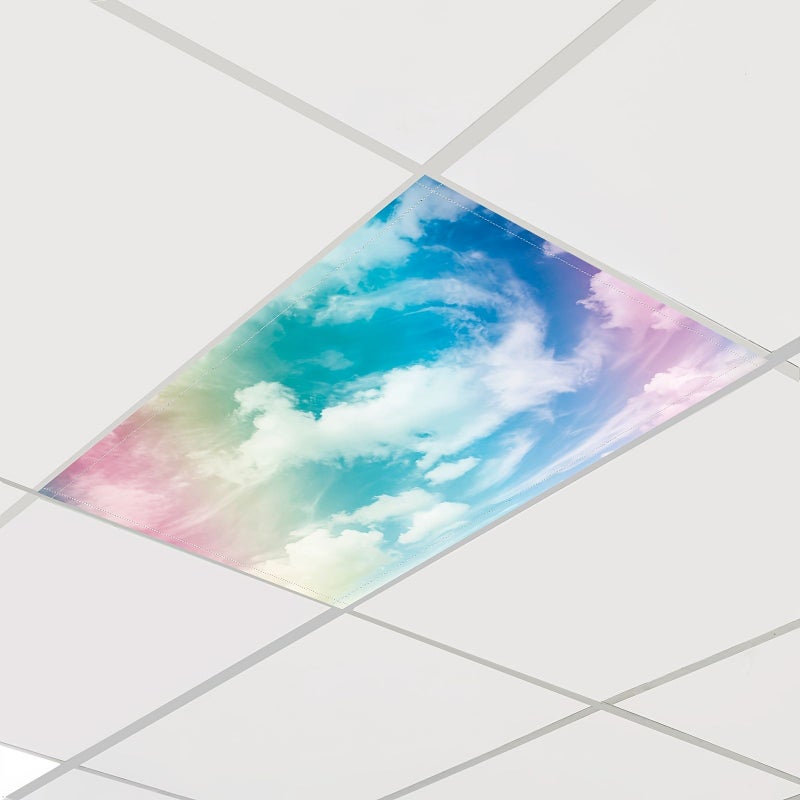 Magnetic Fluorescent Ceiling Light Cover About 24 02 By 48 03 Inch Colorful Clouds For Classroom Home Office Decor - Image 2