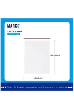 MARKQ [100 Piece] 9.6 x 13.2 inches Clear Poly Reclosable Zipper Lock Bags - Resealable Plastic Zipper Bags for Storing Meat, Meal Prep Vegetables, Fruits, Photos and More  - Image 2