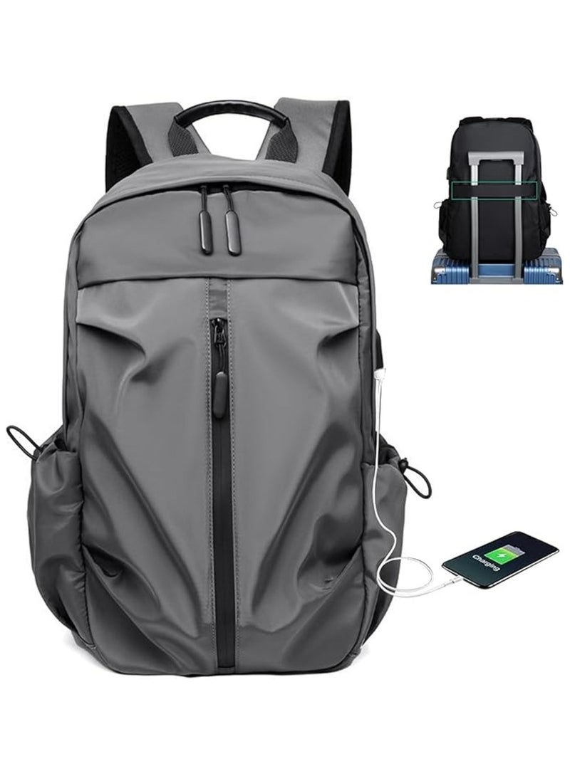 حقيبة ظهر كاجوال مزدوجة الكتف عالية الجودة مقاومة للماء مع منفذ شحن USB متعددة الوظائف للسفر والكمبيوتر المحمول مقاس 15.6 بوصة والكلية والأمتعة وحقيبة ظهر رياضية للنساء والرجال - 45×30.5×15 سم - Image 1