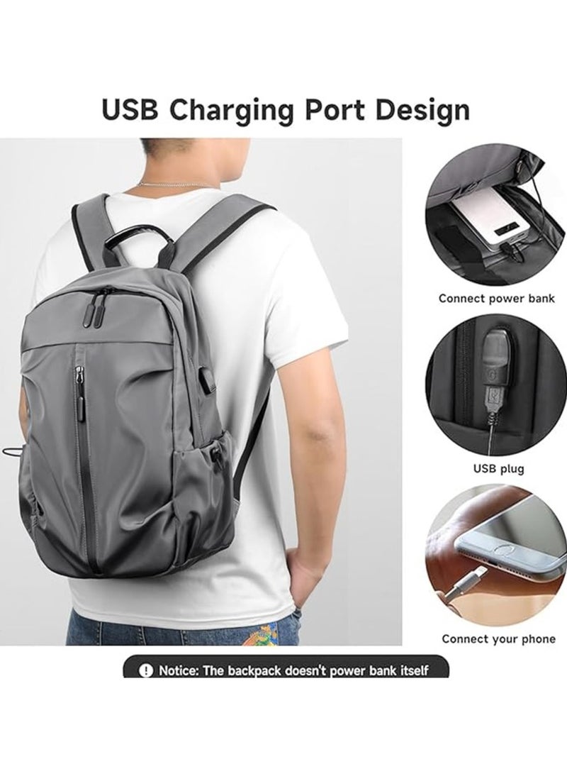 حقيبة ظهر كاجوال مزدوجة الكتف عالية الجودة مقاومة للماء مع منفذ شحن USB متعددة الوظائف للسفر والكمبيوتر المحمول مقاس 15.6 بوصة والكلية والأمتعة وحقيبة ظهر رياضية للنساء والرجال - 45×30.5×15 سم - Image 3