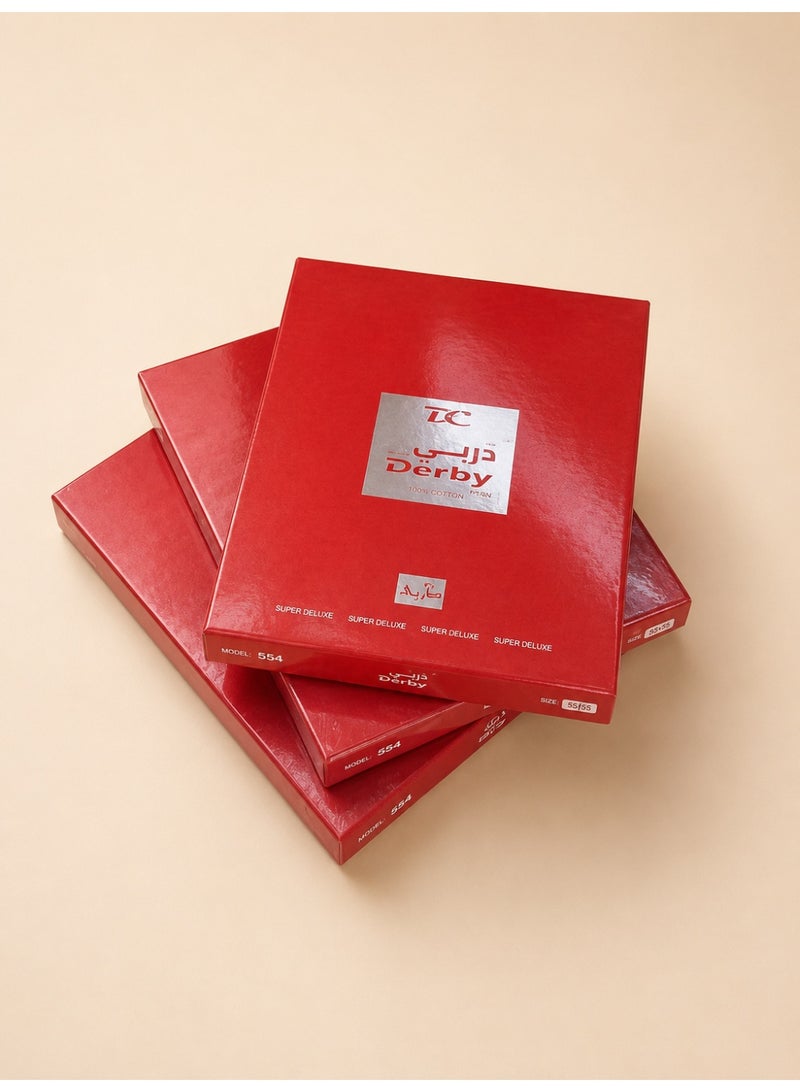 Derby Super Deluxe Red & White Shemagh/Ghutra for Men – 100% Cotton - Image 2
