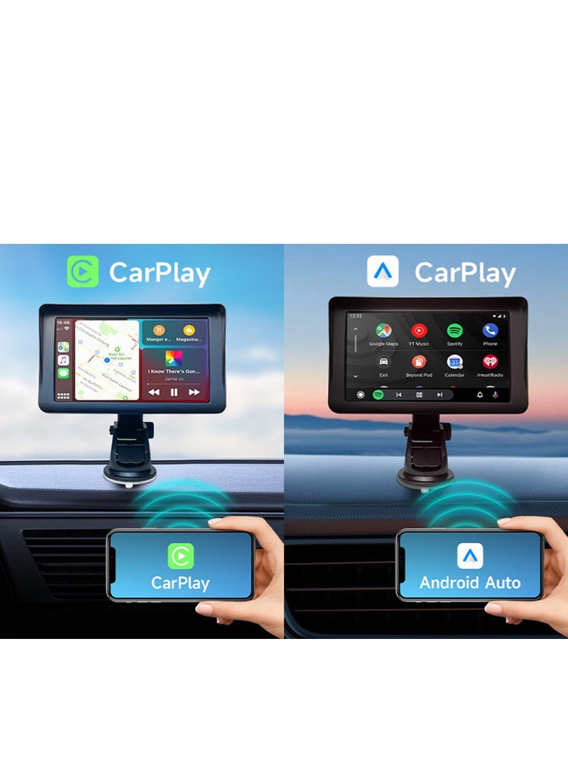 Furtey - Car Screen for Apple CarPlay Wireless Android Auto with HD 7 Inch Touch Screen, Bluetooth Stereo MP5 Player ,AHD Night Vision Camera,  GPS Navigation, Voice Assistant , Reversing Assist - Image 1